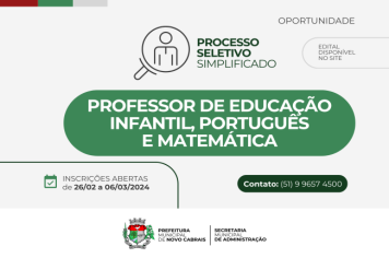 Prefeitura de Cabrais divulga processo seletivo para contratação temporária de docentes 