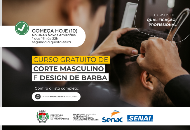 Curso de Corte Masculino e Design de Barba inicia hoje (10) no CRAS