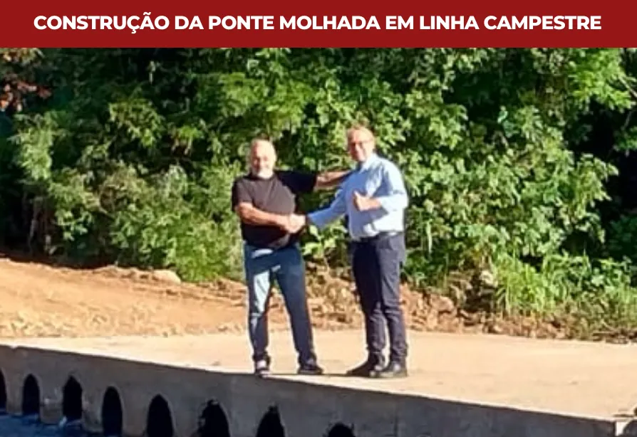 Construção da ponte molhada em Linha Campestre