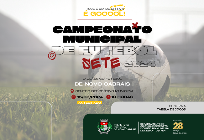 Começa hoje o Campeonato Municipal de Futebol Sete de Novo Cabrais 2024