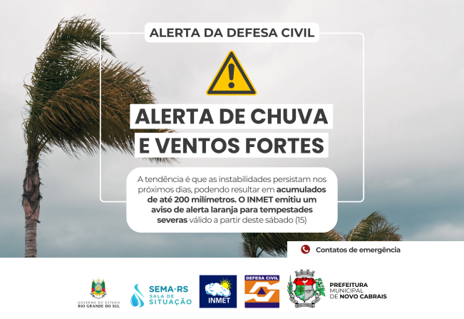Defesa Civil em alerta para intensificação das chuvas